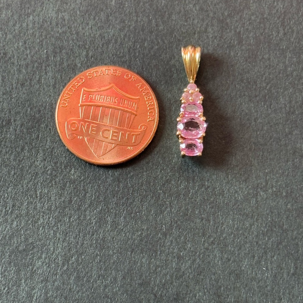 14K Vintage Pink Topaz cluster pendant